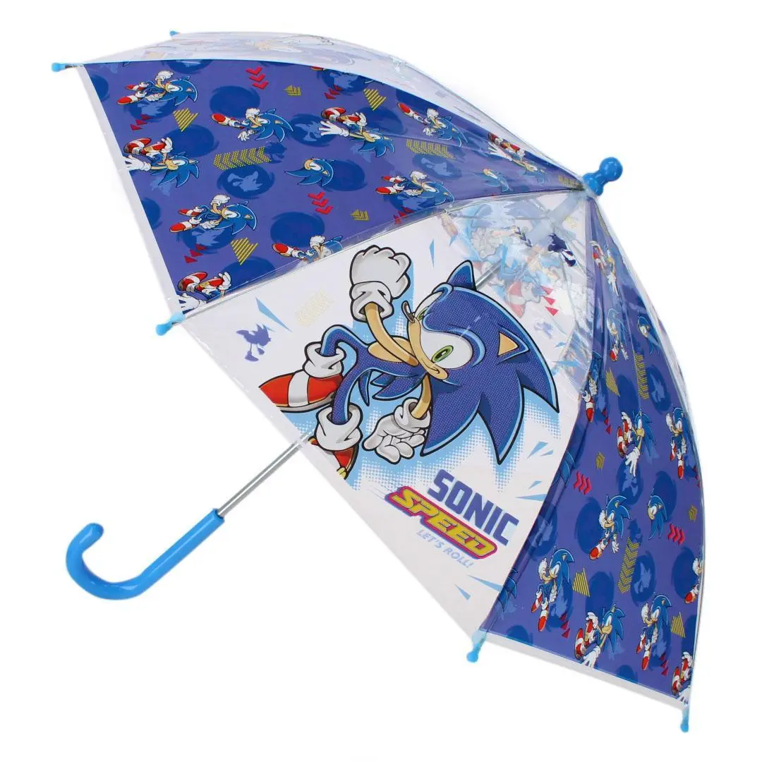 Textiel Trade Kids' Sonic the Hedgehog Graphic Stick Umbrella - Safety, Transparent, Colorful Design for Playful Adventures