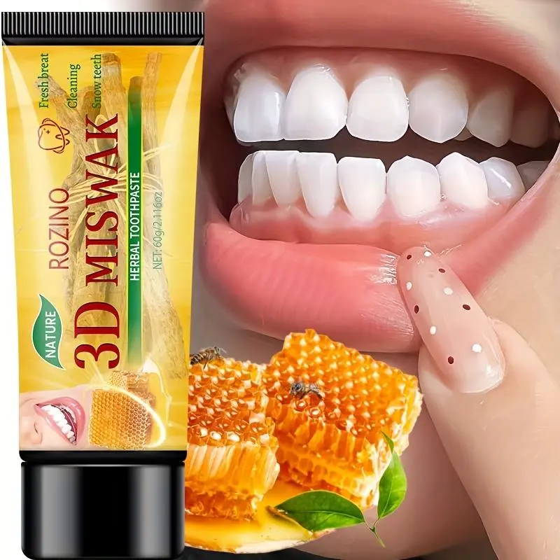 3D Miswak Herbal Push Toothpaste Infused with Honey Extract, Natural Oral Cleanser, Deep Plaque Removal, Gum Care, Long-Lasting Fresh Breath & Gentle Teeth Brightening