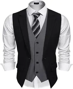 COOFANDY Men's Formal Fashion Vest Layered Waistcoat Business Dress Suit Vests for Wedding/Graduation Classic Menswear Comfy Elegant