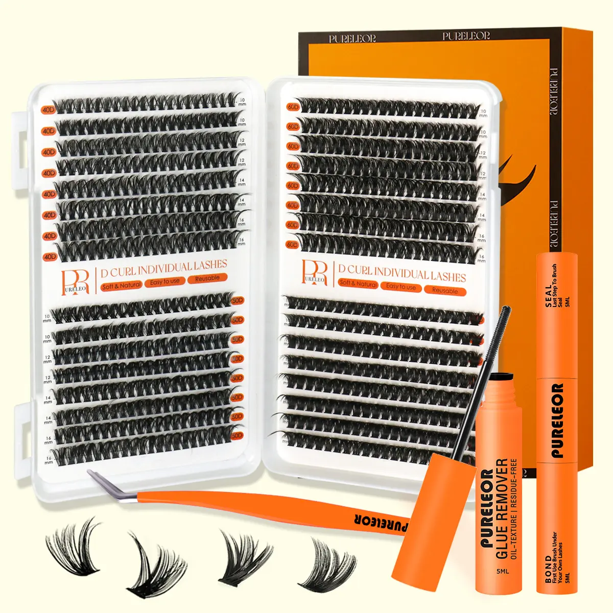 PURELEOR Cluster Lashes DCurl DIY Individual Eyelash Extensi