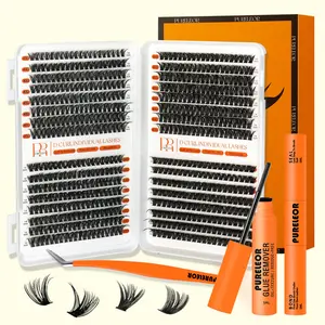 PURELEOR Cluster Lashes DCurl DIY Individual Eyelash Extensions Lash Book Clusters for Beginners Mother's Day Gift Mixed 10-16mm