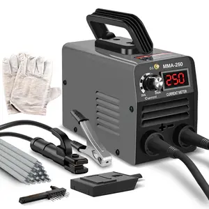 GNI Super Mini Stick Welder Machine,110V 250A ARC Portable MMA Welding Machine for Beginners,Welding Machine with 10pcs Welding Rod Tools,IGBT Inverter Welder,Hot Start Arc Force Anti-stick (Gray)