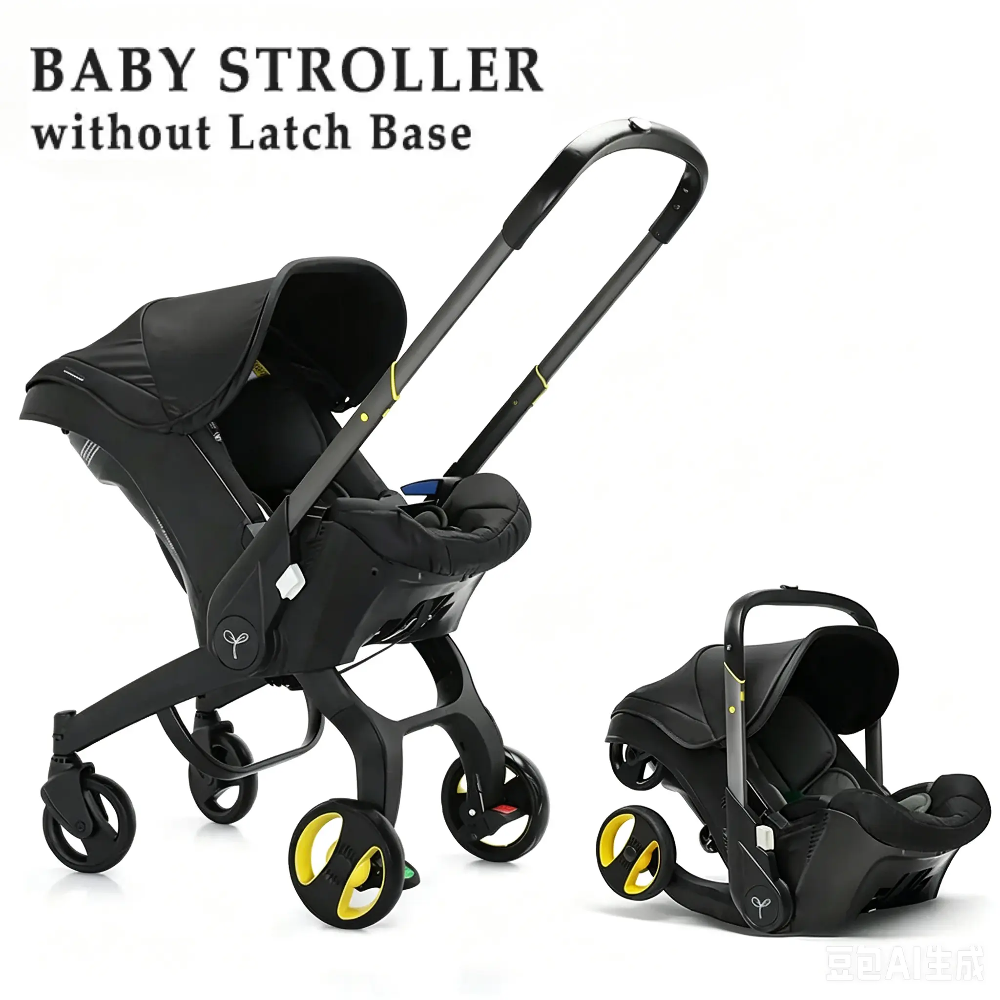 Multifunctional Baby Stroller,Newborn Stroller,Equipped with Chest Clip,One-Click Contraction Function,Alloy Metal Material, Foldable 4-wheel Travel Toddler Stroller, Stroller & Basket & Carrycot, Suitable for Travel#sohochic