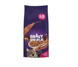 Friskies Dry Cat Food Gravy Swirl'd With Flavors of Chicken, Salmon and Gravy - 3.15 lb. Bag