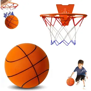 Silent Basketball and Hoop Set, Silent Basketball, 2025 Upgrade Quiet Foam Indoor Training Ball, No Noise with Wall Mount Hoop Silent Ball Professional Indoor Basketballs Frame(No.3-7in-18cm)