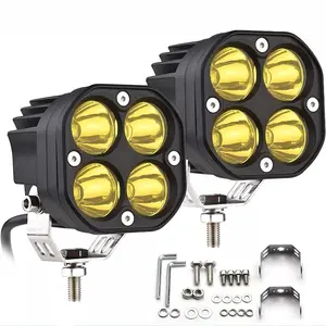 2 Pack LED Pods Light Bar, Yellow 3" 40w Spot Off Road Lights, Driving Fog Lamp, IP68 Waterproof LED Work Light, Amber Cube Lights