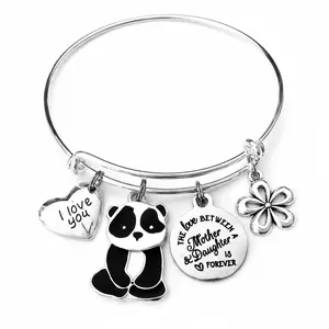 Mother Daughter Bracelet – The Love Between a Mother and Daughter is Forever Panda Charm Bangle