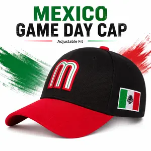 Mexico-Inspired Embroidered Baseball Cap, Unisex Adjustable Sports Fan Hat, Curved Brim Streetwear Cap