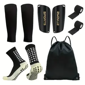 9-Piece Complete Football Training Kit - Protective Shin Guards, Sleeves, Socks, Sports Tape - Essential Soccer Gear for Men & Women - Field Outdoor Sports Equipment