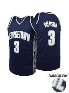 Men's Breathable Basketball Jersey,Embroidered Georgetown #3 Mesh Athletic Tank Top, Quick-Dry Workout Sportswear for Basketball, Gym,Running & Daily Wear