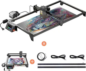 Longer New Upgrade RAY5 20W Laser Engraver with Air Pump and Y-Axis Extension Kit, Expand Working Area to 33.46" x 15.75", 3.5” Color Touch Screen, App Offline Control, DIY Engraver Tool for Metal/Glass/Wood