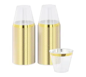 Elama 100 Piece 9 Oz Disposable Plastic Rimmed Party Cup Set