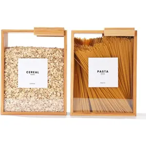 2PCS Glass Food Storage Container 2L Set- Multi-Purpose Cereal Dispenser for Rice, Flour, Snacks, Ideal Kitchen Organizers for Pantry, Mother's Day Gifts