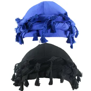 Luxurious Silk Satin Lined Turban Head Wraps - Set of 2, Stylish Pre-Tied Tassel Turbans for Men and Women, Perfect for Waves and Durag Style