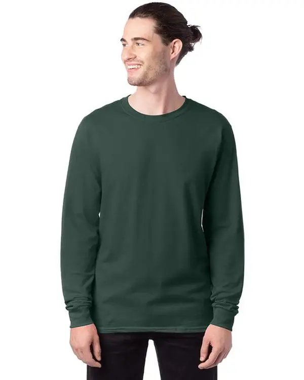 Hanes Men's Longsleeve Tee - Classic Fit Crew Neck Basic Tops, Soft Cotton Fabric, Tag-Free, Durable Double-Needle Hem Stitching, Smooth for Casual & Streetwear Menswear