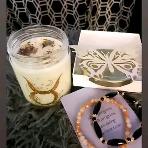 TAURUS Manifestation MAKE A WISH candle  set with manifestation bracelets