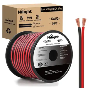 Nilight 50FT 16AWG Copper Clad Aluminum Flexible Low Voltage Wire, 16/2 Gauge Red Black CCA 2-Conductor Parallel Cable, High Strand Counts Uniform Thickness 12V/24V DC Extension for Car Audio Radio Speaker Amplifier Plastic Device Strip