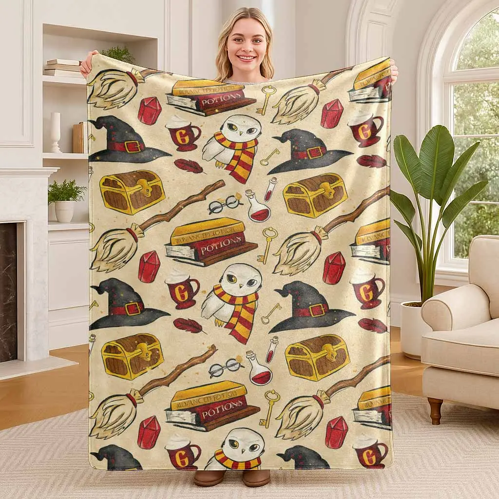 Whimsical Wizardry Flannel Blanket, Magical Accessories Print, UltraSoft & Cozy, Perfect for Sofa Snuggling, Reading Nook, Bed Relaxation, Movie Nights, Travel, Housewarming Gift, Holiday Essential. tiktokshopspringglowup