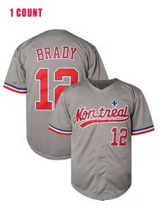Men's Montreal Embroidered Sporty Casual Quick-Dry Baseball Jersey, Loose-Fit Outdoor Sports Shirt, Sportswear Top for All Seasons