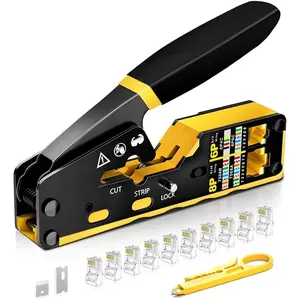 Ethernet Crimping Tool RJ45 Crimper Tools for Cat6 Cat5e Cat5 with 10 count  6 RJ45 Connectors and