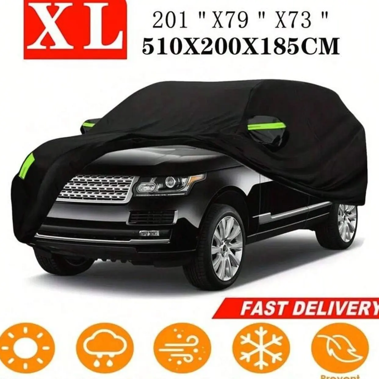 Premium All-Weather Car Cover - Heavy-Duty Waterproof & Scratch Resistant Cover With Reflective Strips For Sedans & SUVs