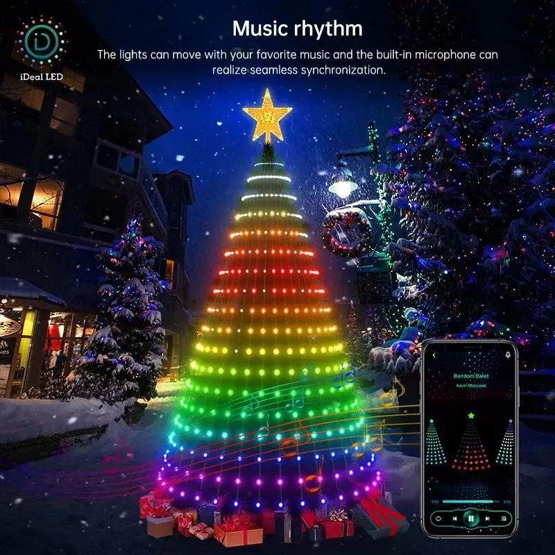Smart RGB Xmas Tree Topper with App | Bluetooth Control, DIY Pictures, Waterfall Lights - The Ultimate Christmas Decoration Graffiti