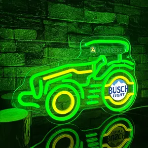 Vintage Tractor Neon Sign - USB Powered, Dimmable, Wall-Mounted, Led Wall Decor, Decorative Led Light, Personalized Cute Green Vehicle LED Light, Led Neon Signs for Home Man Cave Garage Bar Bedroom Birthday Gift for Father Boys Men