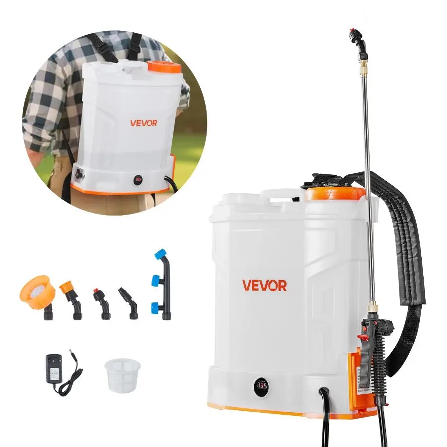 【Summerfinds】Portable Outdoor Battery Backpack Sprayer Tool Kit, 3.2 Gal Pressure Sprayer with 2 Retractable Wands, 5 Nozzles, Adjustable 0-90 PSI, 2-Hour Runtime, Electric Garden & Lawn Hand Tool, Yard