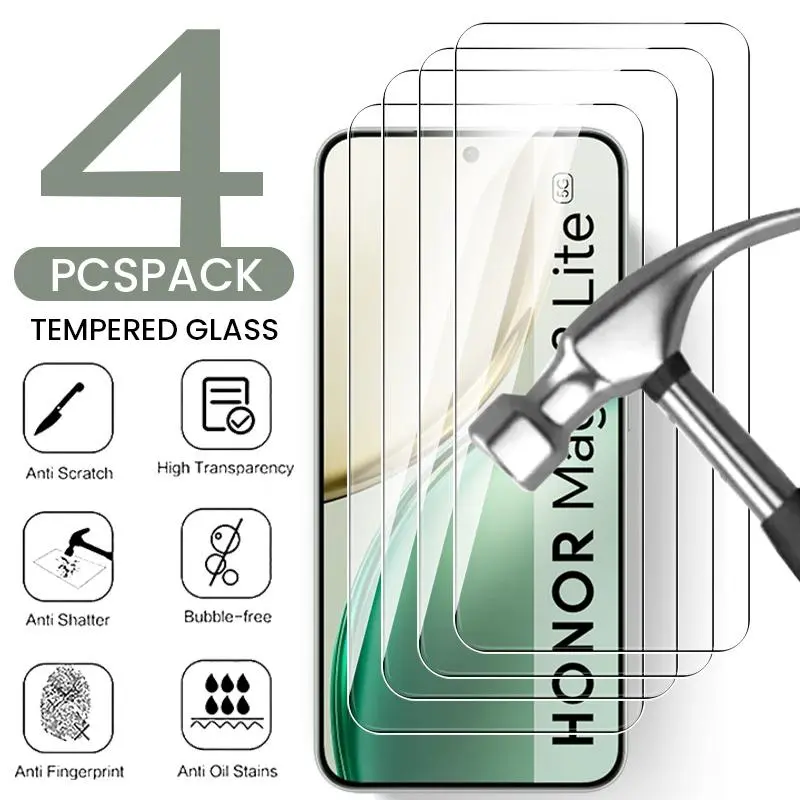 4Pcs 9H Glass For Honor Magic8 Lite 5G Protective Glass Magic8Lite Full Cover Screen Protector Magic 8Lite 8 Light MTN-NX1 6.79"
