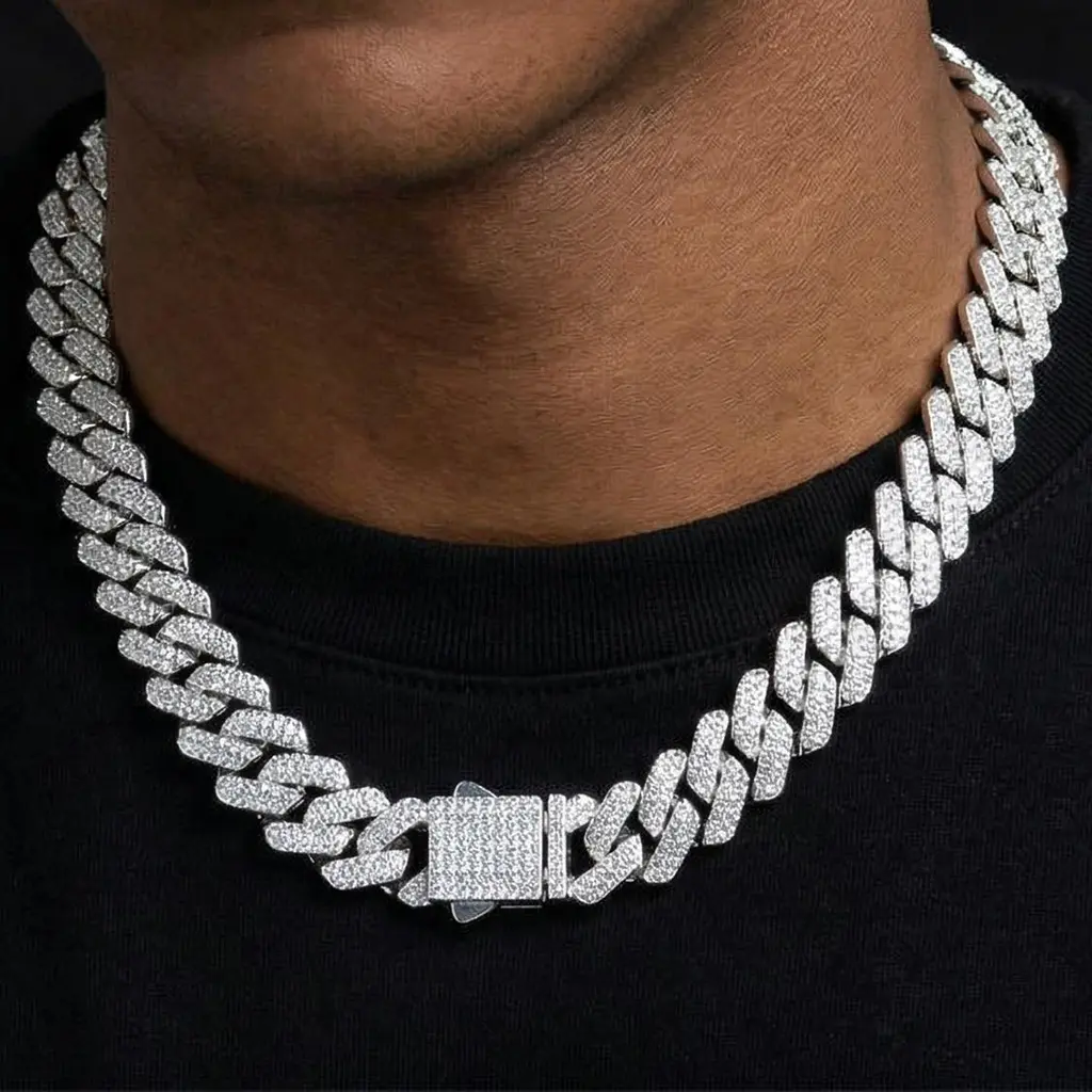 HELLOICE 14mm Iced Out Miami Cuban Chain 18K Gold Plated Chain