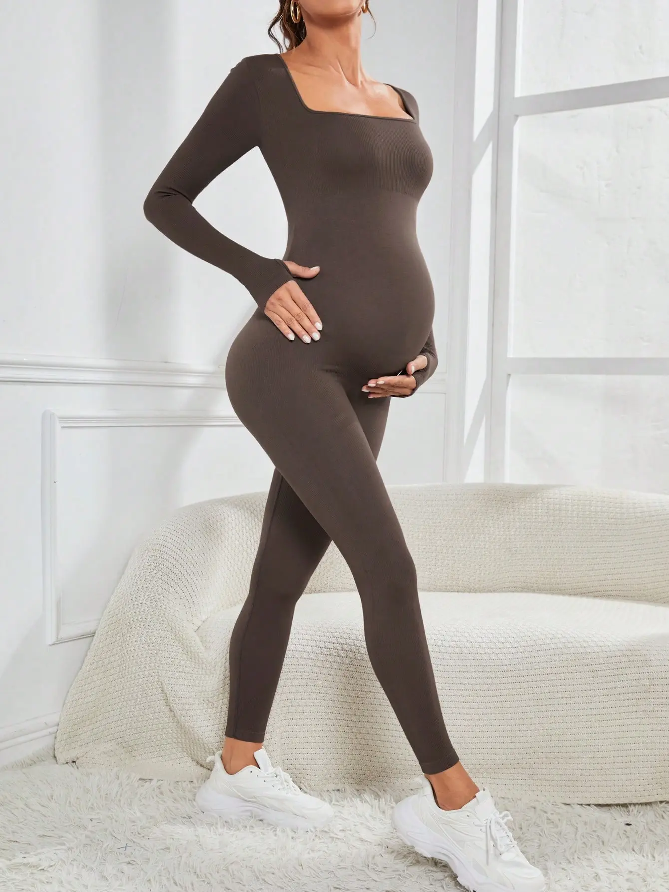 Maternity Clothing & Accessories for a Comfortable Pregnancy Experience Minimalist Fitted Jumpsuit