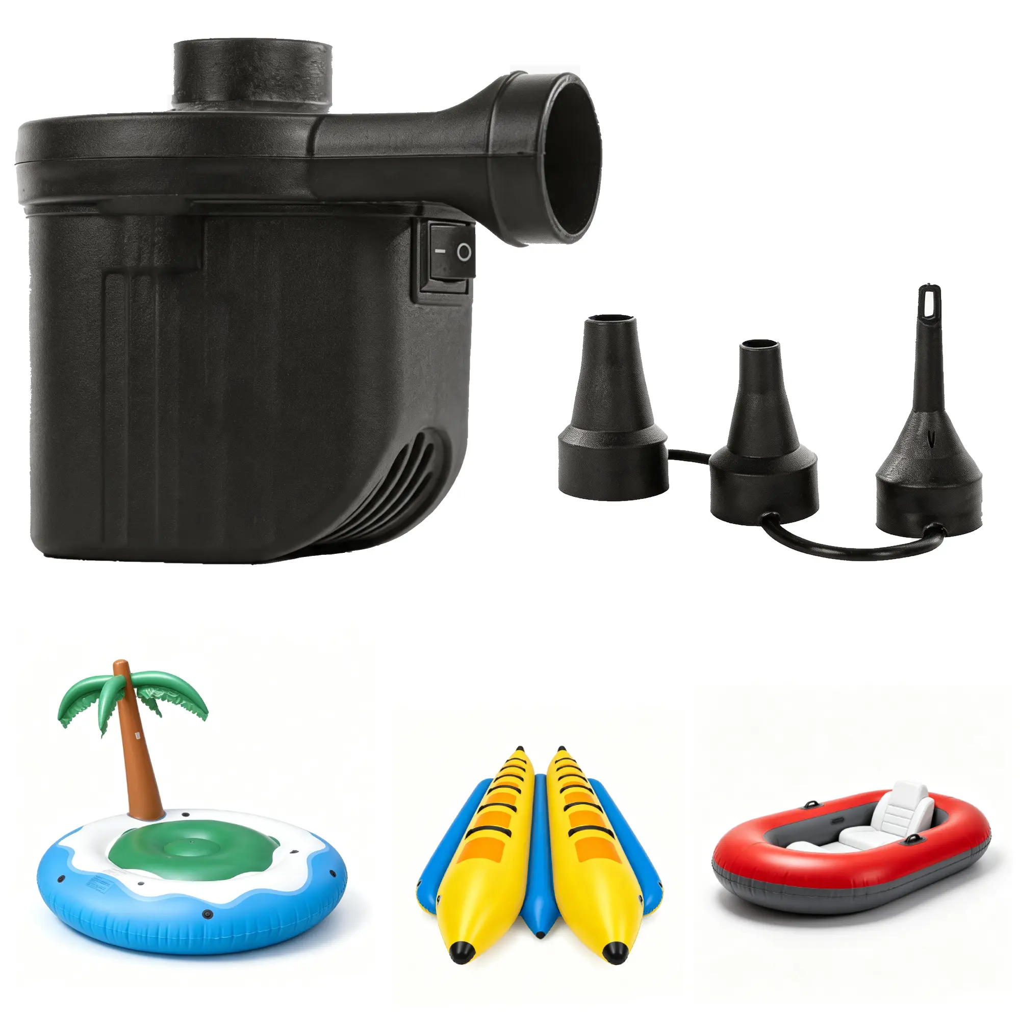 Electric Air Pump for Inflatables with 3 Nozzles | Portable, Easy to Use, Inflatable for Beds, Mattress, Pool Floats, Inflatable Pool