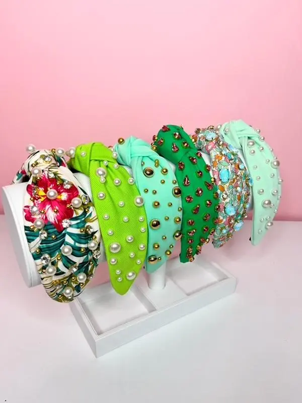 Green & Mint Summer Headbands | Resort & Brunch Statement Hair Accessories