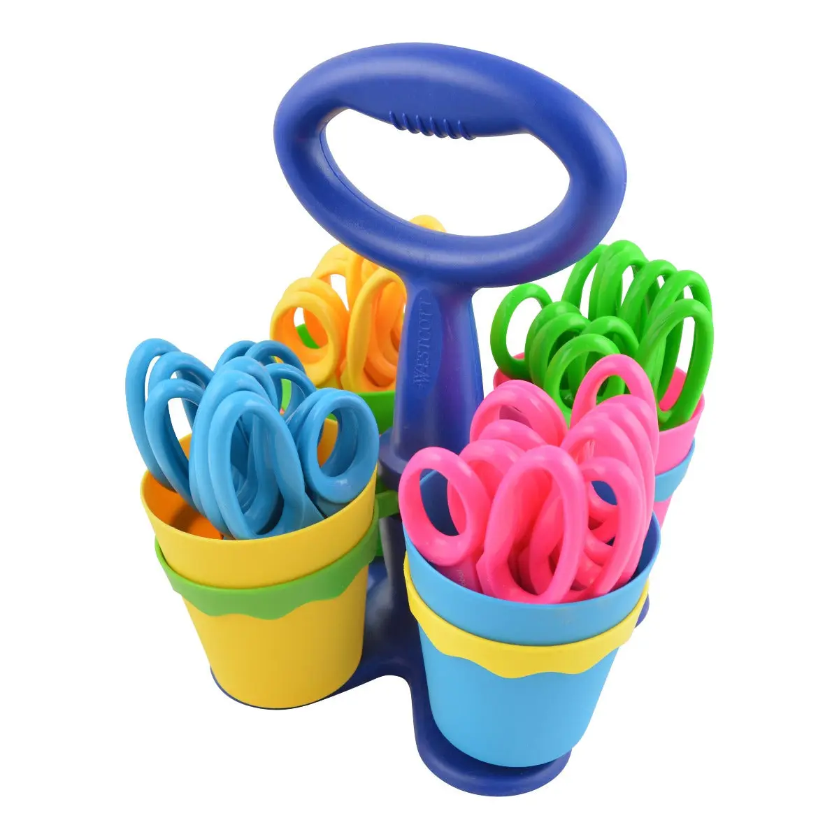 Westcott School Scissor Caddy and Kids Scissors With Anti-microbial Protection, 24 Scissors and 1 Caddy, 5-Inch Blunt (14756)