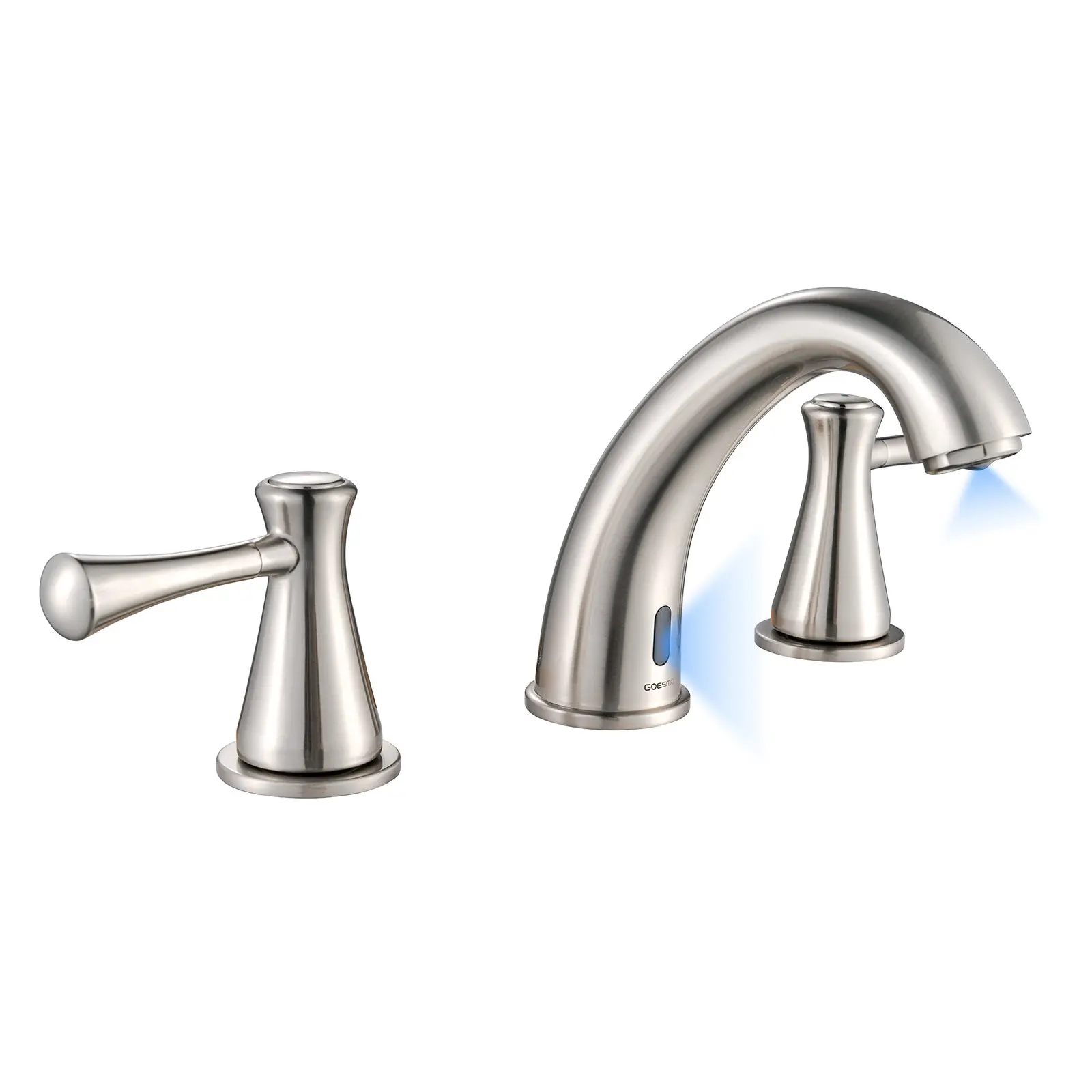 Touchless Bathroom Faucet, High Arc Faucet for 3 Holes, 3 Handles, Temperature Control, Adjustable Flow, Auto Motion Sensor, Brushed Nickel, Model 29180
