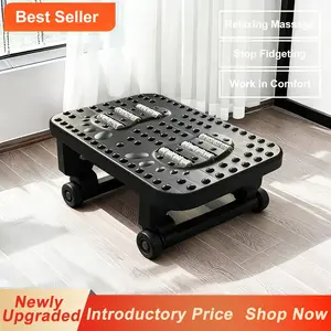 Ergonomic Under Desk Footrest, Portable Foot Stool with Massage Rollers, Anti-Shake Foot Rest for Home Office, Desk Foot Platform