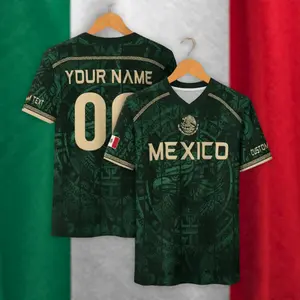 [Custom Name + Number] Personalized Mexico Aztec Soccer Jersey, Custom Name and Number Dark Green Football Shirt, The Big Tournament 2026 Fan Apparel for Men & Kids