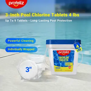 PROFELIZ Chlorine Tablets 3 Inch for Swimming Pools, Kills Bacteria and Stops Algae, Slow Dissolving,Individually Wrapped,Pool Chlorine Tablets,4lbs