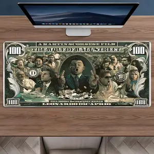 1 Pcs Extra Large Wolf of Wall Street Dollar Mouse Pad, Vintage Movie Art Desk Mat, Non-Slip Extended Keyboard Pad for Gamers & Movie Buffs, Office Desk Accessories