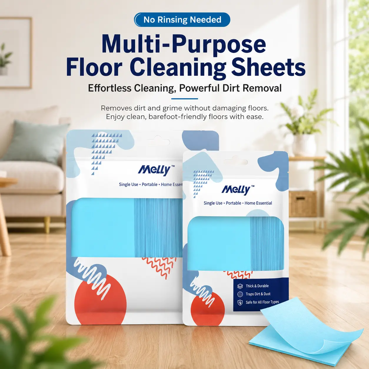 Floor Cleaning Sheets 100 Count Multi-Effect Dissolvable Mop Wipes, No-Rinse Hardwood Tile Laminate Vinyl Floor Cleaner, Deep Clean Dust Dirt Pet Hair & Sticky Mess, Streak-Free Natural Shine, Fresh Scent, Kid & Pet Safe Disposable Mopping Refill Pads