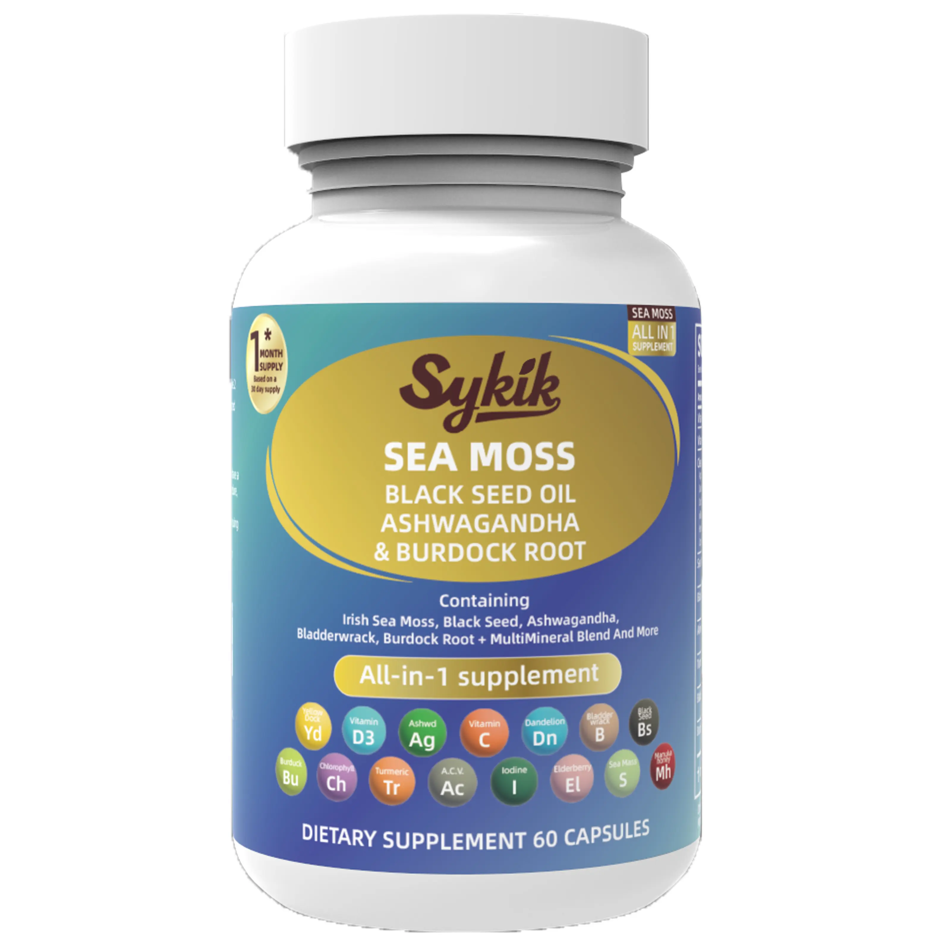 Sea Moss Superfood Complex – Black Seed Oil & Ashwagandha | Energy Support for Work, Gym & Daily Routine | 60 Caps