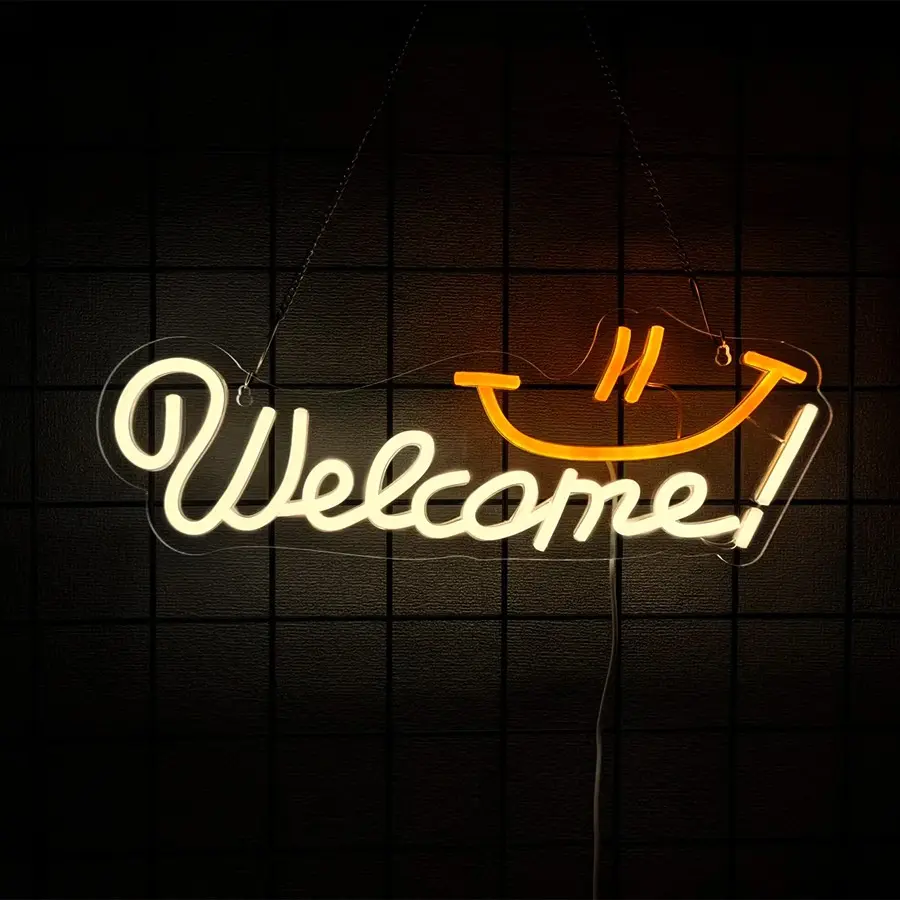Welcome Neon Sign Wall Art Sign Light up Neon Light for Business Storefront Home door Window Glass Door Shop Store Florists Bar Salon Cafes Restaurant Pubs, Housewarming & Birthday Party Gifts Led Signs