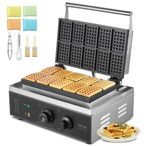 【DealsForYouDays】VEVOR 10PCS Commercial Waffle Maker Rectangle Waffle Baker Machine 1550W