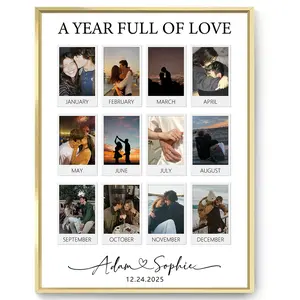 Personalized Canvas Prints Unique Wall Art Decor , Custom 12-Photo Anniversary Present For Family/Lover/Friends Photos Memories, High-Quality Photo Frame, Christmas Gift