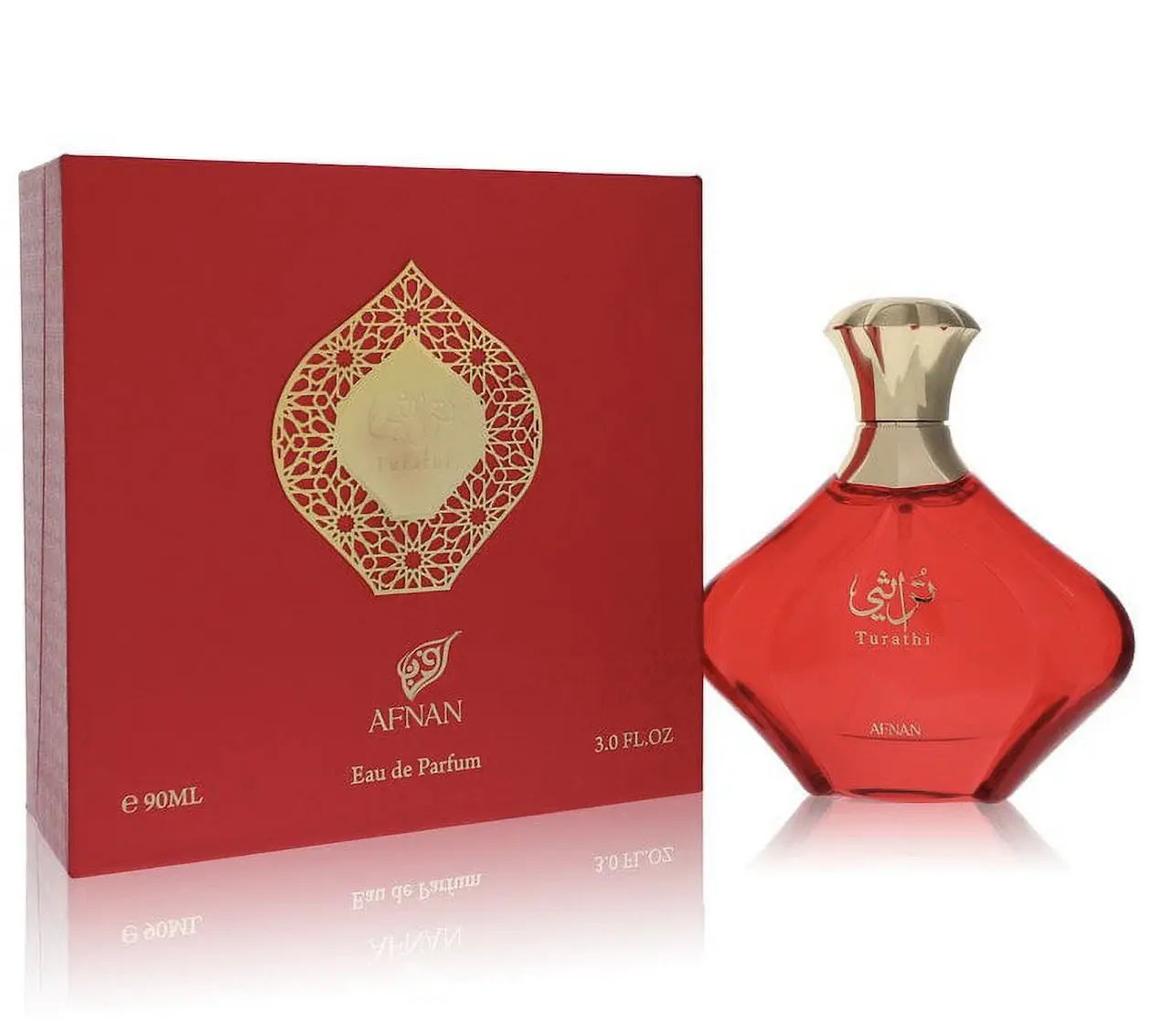 Afnan Turathi Red Women's Eau de Parfum Spray - 3.0 oz (3 to 3.9 fl oz) Soft Elegant EDP Fragrance with Floral Amber, Rose Notes, for Day Night Wear