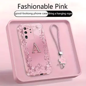 Suitable for [Galaxy S20 Ultra 5g] high-end women's phone case🥰，free four-leaf clover lanyard included—choose any one of the 26 letters. Drop-resistant and fingerprint-proof. YM99