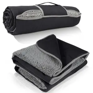 Tirrinia Waterproof Outdoor Blanket with Sherpa Lining, Windproof Triple Layers Warm Comfy Foldable for Camping Stadium Blanket, Beach, Picnic, Grass, Concerts, Car, Dog