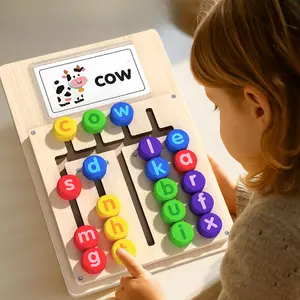 Letter Spelling Learning Board + 12 Double-Sided Word Cards (Total of 24 Words)| Educational Toy for English Phonics Introduction