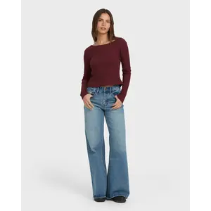 Fever Twist Long Sleeve Knit Top - Pinot