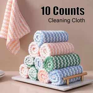 10 Counts Microfiber Cleaning Cloth Thickened,Reusable and Washable Towels,Super Soft Absorbent Dish Rags Cloths,Suitable for Cleaning kitchens,Sinks,Pots,Pans,Furniture,Random Color.